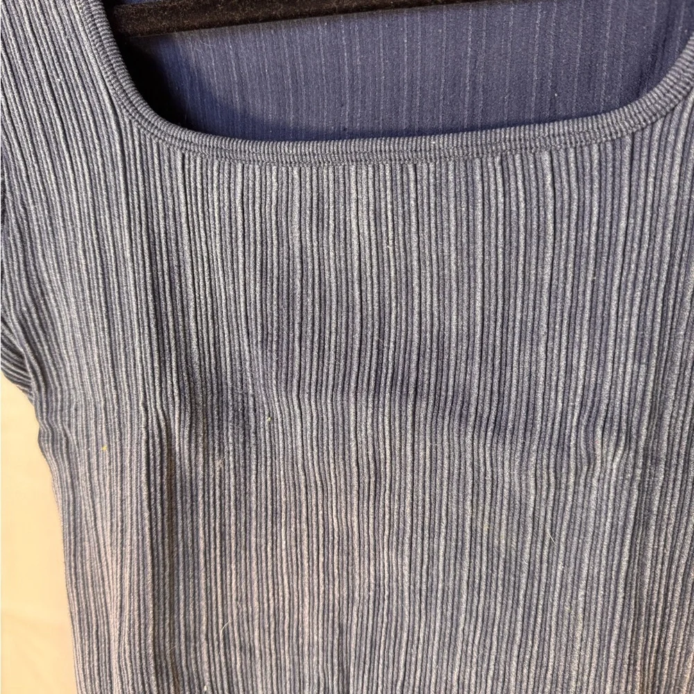 Navy Blue Ribbed Women's Top